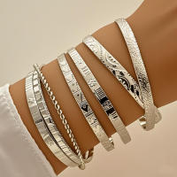 Juego De 7 Pulseras De Cuff De Metal Para Mujer Elegantes En Oro Y Plata Abiertas Moda Bohemia Joyería De Fiesta Trendy - details 1