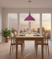 BEL AIR HOME - Lámpara colgante BAVIERA de metal y madera, altura ajustable para salón, comedor o rincón de lectura, diámetro 30 cm, compatible con bombilla E27 (no incluida) - details 1