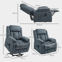 HOMCOM Sillón Relax Reclinable Eléctrico Levanta Personas, con Puerto USB, Sillón Elevador, con Control Remoto, Asiento Ancho, Reposapiés, Tapizado en Terciopelo, Bolsillos Laterales, Gris - details 2