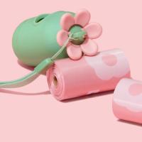 Porta Bolsas De Basura Para Perros Con Diseño De Flor Rosa Portátil Accesorios De Limpieza Para Mascotas Scooper De Excremento De Animales - details 4