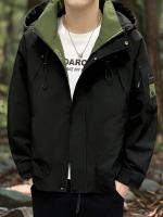Chaqueta De Camping Impermeable Para Hombres Capucha Cremallera Cargo Windbreaker Ligera Para Primavera Y Otoño Exterior - details 13