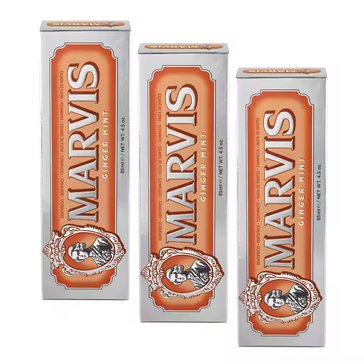 Marvis - Pasta de dientes Ginger Mint 85 ml para cuidado bucal avanzado, con flúor y xilitol anticaries, fórmula vegana sin conservantes y textura cremosa refrescante - 1