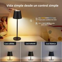 Lámpara De Escritorio LED Táctil Recargable 3 Colores Ajustable Para Dormitorio Sala De Estar Bar Comida Lectura Iluminación - details 2