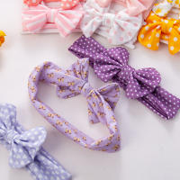 3Pcs/set Lindos Diademas De Algodón Para Bebés Recién Nacidos Niños Y Niñas Con Nudos Elásticos Estampados De Puntos Rayas Y Flores Niños Pañuelos De Cabeza - details 2