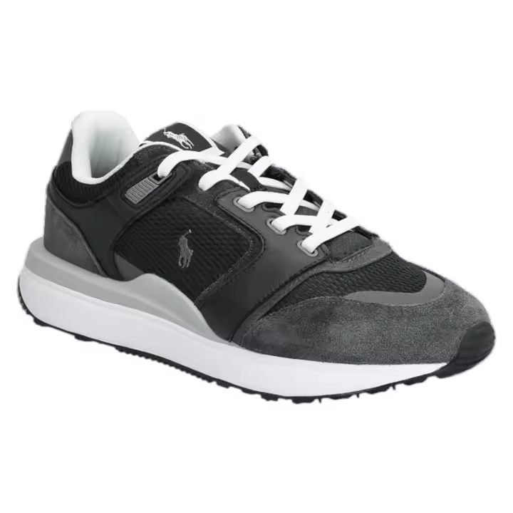 Sneaker Uomo Ralph Lauren Train 89 in Pelle Scamosciata e Mesh Black - 1