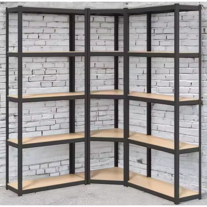 ORION91oficial® - Set 3X Estanterías Almacenaje, Negro 🖤 Cargas Pesadas 2625 kg, 15 Baldas, MDF Estantería Esquinera, Modulares Acero, Alta Resistencia, Garaje - Taller - Almacén - spaziOrion91 - 1