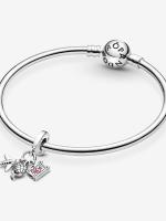 Pandora - Charm colgante de avión, globo terráqueo y maleta - Plata de ley - details 2