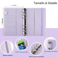 Cuaderno De Ledger A6 De Cuero PU Macaron Con Zip Bag Para Presupuesto Y Cuentas Grado De Gradiente Libre De Hojas - details 2