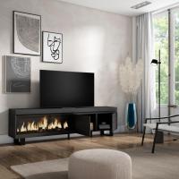 Skraut Home, Mueble Televisión, 208x35x57cm, Fuego Led XXL efecto 3D, Veteado de madera, Tacto poroso de alta calidad - details 1