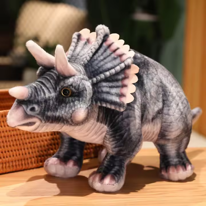 Nueva Llegada De Peluches De Dinosaurios Realistas Triceratops Muñeco De Peluche Simulación De Animal Forestal Regalo Para Niños Y Niñas - 1