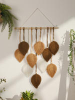 Tapiz Boho Hoja Macramé Tejido En Hilo Decoración De Pared Para Hogar Y Dormitorio Con Cordones De Madera Aesthetic Regalo - details 22