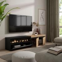 Skraut Home, Mueble de Televisión en melamina de alta calidad con 3 puertas, 203x35x45cm, Fuego led efecto 3d - details 1