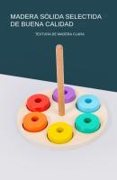 Juguete De Madera Para Educación Temprana Anillo Arcoíris Conciencia De Colores Entrenamiento De Coordinación Mano-ojo Y Clasificación De Columnas - details 7