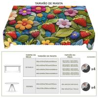 Mantel Redondo Y Rectangular De Primavera Y Verano Con Diseño De Patter Floral 3D Y Borde Embossado Para Uso Doméstico Cocinas Interiores Y Exteriores Picnics Decoración De Hogar - details 4