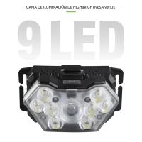 Lámpara Frontal LED 9 Luces Con Sensor De Movimiento Recargable USB Portátil Para Pesca Camping Y Actividades Al Aire Libre - details 1