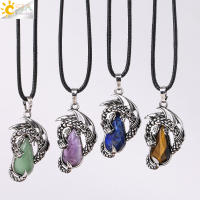 Collar De Hombre Y Mujer Con Colgante De Dragón Hechizo Natural Piedra Facetada Amatista Cristal Rosa Obsidiana Negra Joyería Vintage - details 15