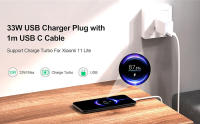 Cargador Rápido 33W Turbo para Xiaomi 11 Lite/Mi 10T Pro/Mi 10T Lite/Redmi Note 13/Note 11/Note 11s/Note 10 Pro/Note 10s/Note 9 Conector USB Tipo-C Adaptador de Carga 17.0-33.9W Producto Dangerous Goods Normal - details 0