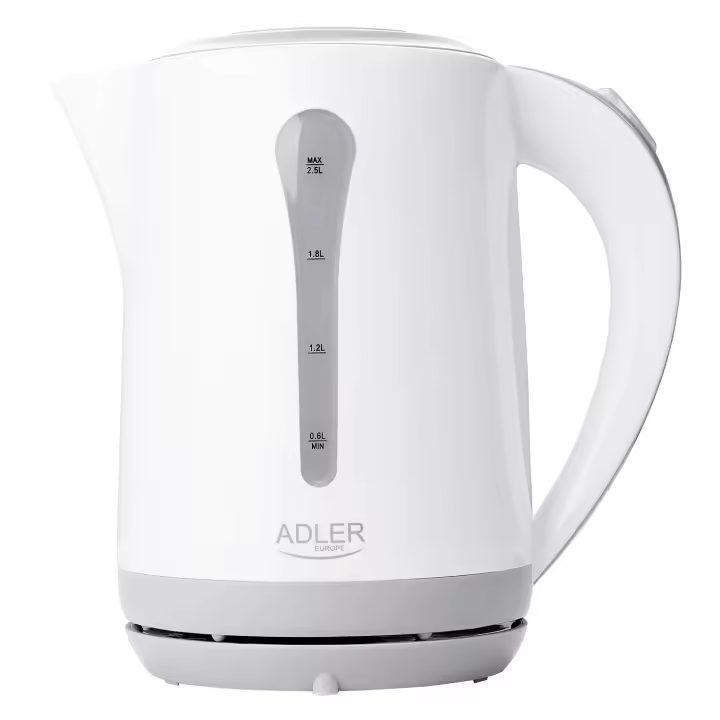 Adler AD1244 Hervidor Agua Eléctrico, 2,5 L, sin BPA, Resistencia Oculta, Inalámbrico, Apagado Automático, 2000W, Blanco - 1