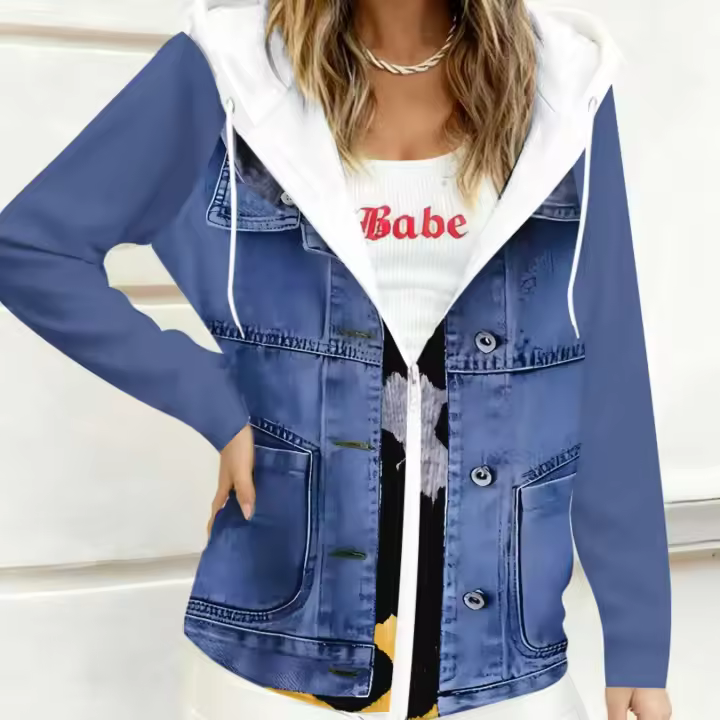 Chaqueta Casual Mujer Con Capucha Y Diseño Impreso No Denim Estilo Primavera Otoño Cierre De Cremallera Material Poliéster - 1