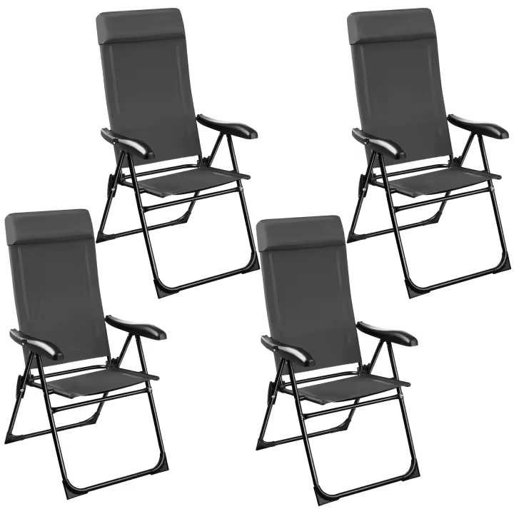 TECTAKE - Silla de Camping Plegable de Aluminio, Respaldo Ajustable 7 Posiciones, Tejido Transpirable, Reposabrazos Ergonómicos, Cojín Extraíble, Pies Antideslizantes, Ideal Acampada y Playa - 1