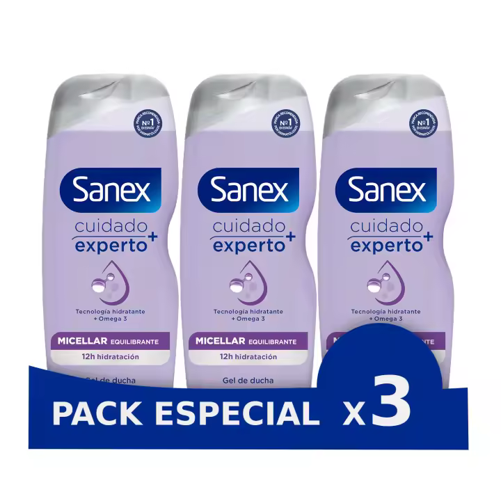 Gel de Ducha Sanex Cuidado Experto + Micellar Equilibrante calmante 600 ml - 1