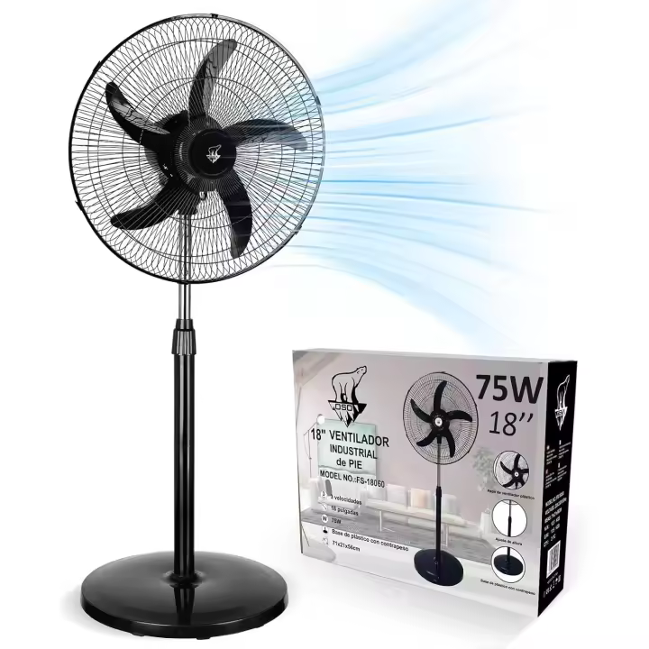 Artree | Ventilador de Pie Potente 75W, 3 Velocidades Ajustables, Silencioso, Oscilante, Altura Regulable, Base Reforzada. Ventilador para casa, dormitorio, oficina. Negro - 1