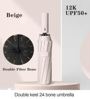 Paraguas Automático De Doble Capa Resistente Al Viento Para Adultos Paraguas Plegable Tríptico Con Tubo De Hierro Y Recubrimiento Negro - details 2