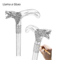 Bastón Decorativo De Cabeza De Lobo Dorado Y Negro Elegante Y Moda Para Caballeros Cosplay 93cm Con Punta De Goma Y Mango De Aleación De Aluminio - details 1