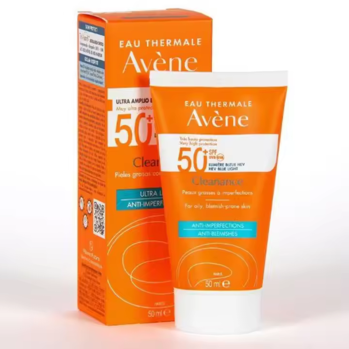 Avène Cleanance Solar SPF 50+ – Crema Solar Facial Piel Grasa y Acneica - Muy alta protección con tecnología Sunsitive® Protection, textura ultraligera y acabado mate para piel grasa, mixta y acneica - 1