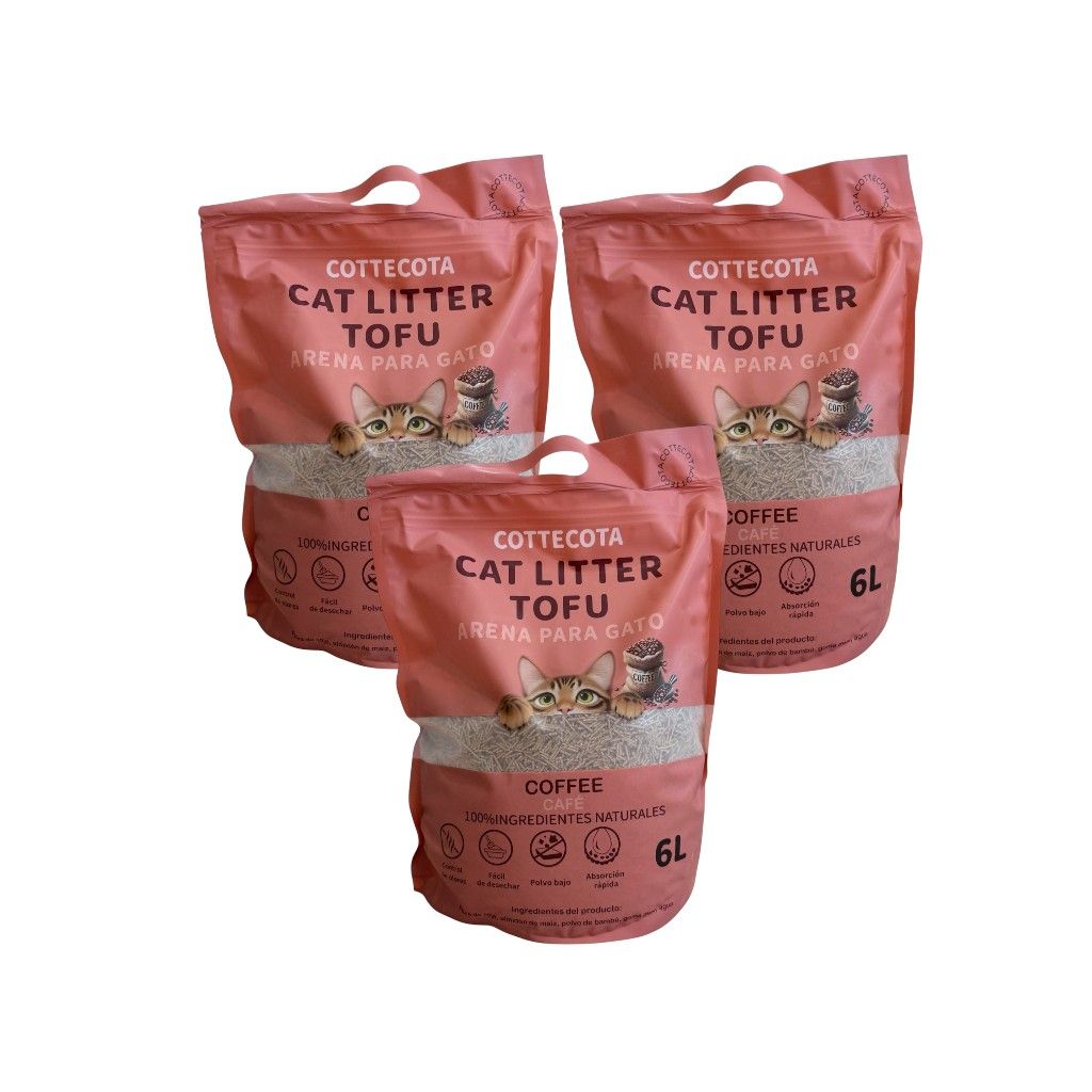 Pack 3 Cat Litter Tofu – Arena para Gato Marca Cottecota