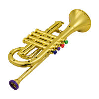 Trumpet Para Niños Instrumento Musical De Viento ABS Dorado Con 4 Teclas De Colores - details 2