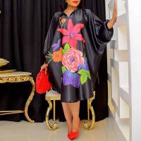 VONDA Vestido Bohemio De Verano Para Mujer Con Estampado Floral Midi 3/4 Manga Batwing Estilo Vintage Suéter Casual Longitud Media Pierna - details 1