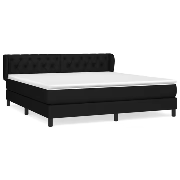 vidaXL Cama box spring con colchón tela negro 160x200 cm - 1