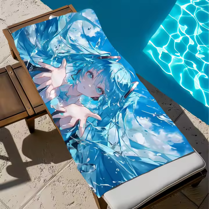 Toalla Deportiva Rápida Secado M-Miku-U Dibujos Animados Suave Para Viaje Gimnasio Sauna Spa Baño Camping Playa Tamaño 100x200CM - 1