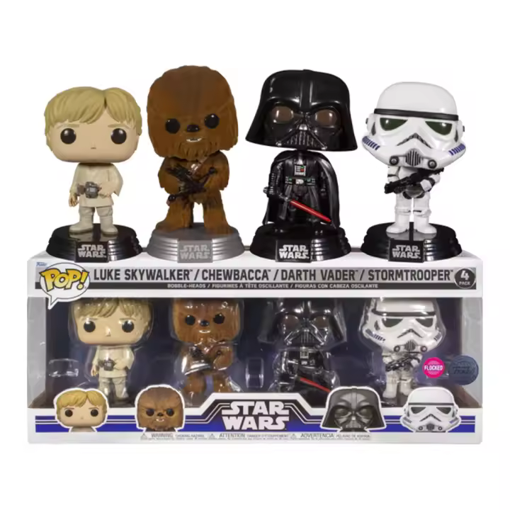 FUNKO PACK 4 STAR WARS LUK SKYWALKER CHEWBACCA DARTH VADER STORMTROOPER, EDICIÓN ESPECIAL VINILO IDEAL PARA REGALO, ENVÍO INMEDIATO. - 1