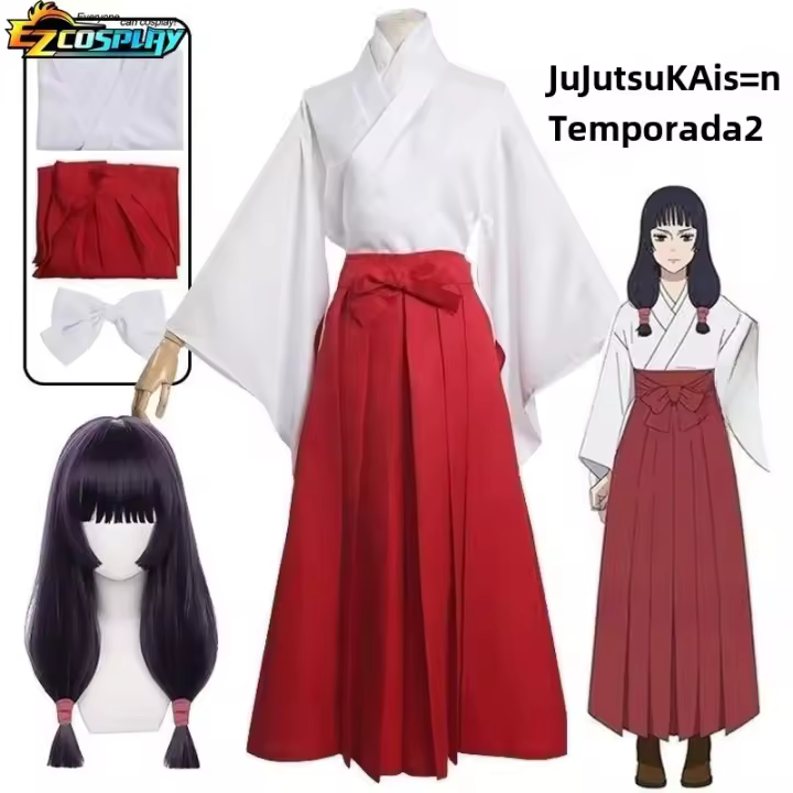 Disfraz De Cosplay Jujutsu Kaisen Iroi Utahime Para Mujer Traje Completo Con Kimono Uniforme Peluca Y Accesorios Ideal Para Halloween - 1