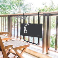 Aktive - Mesa plegable rectangular, para barandilla balcón o terraza, color antracita, 60x40x60/67 cm, altura ajustable, 3 posiciones inclinación, tablero abatible, máx. 20 kg, acero y madera MDF, resistente y duradera, uso individual - details 2