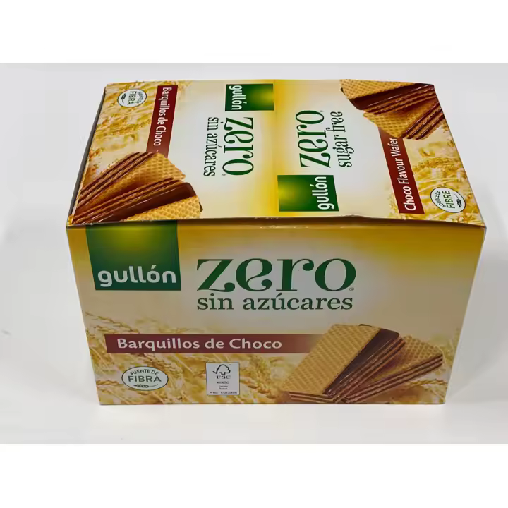 Barquillo Chocolate Gullón Zero Azucares 70 gramos estuche de 12 paquetes - 1