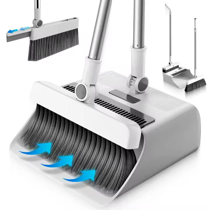RELAXTY Escoba Recogedor Plegable 3 en 1 con Cepillo Extraíble y Limpiacristales Oculto - 1