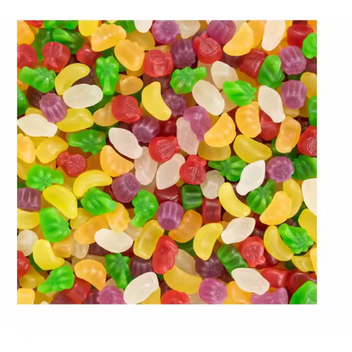 HARIBO MINI TROPIFRUTTI 1KG Haribo MINI FRUTAS TROPICALES son los clásicos mini caramelos de goma con forma de frutas, que combina una irresistible textura y un irresistible sabor a frutas tropicales. Sabor de Haribo original calidad de confianza - 1