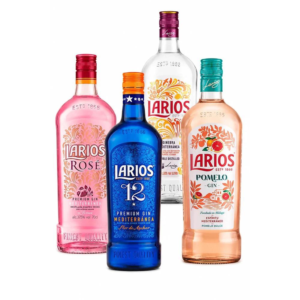 Pack Ahorro Larios Rosé 70cl + Larios 12 Premium 70cl + Larios London Dry 1L + Larios Pomelo 70cl de Regalo | Pack Ginebras Mediterráneas