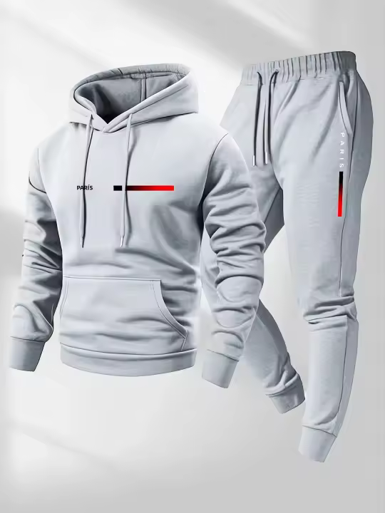 Conjunto Deportivo Para Hombre Con Capucha Y Pantalones Largos Estampado De Letras 2025 Adecuado Para Primavera Otoño Invierno Caliente - 1