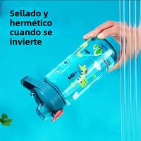 Botella De Agua 600ml Con Desechable De Animales De Dibujos Animados Cerradura De Seguridad Portátil Para Niños Antirotura Con Pajita Para Exteriores Camping Viajes - details 4