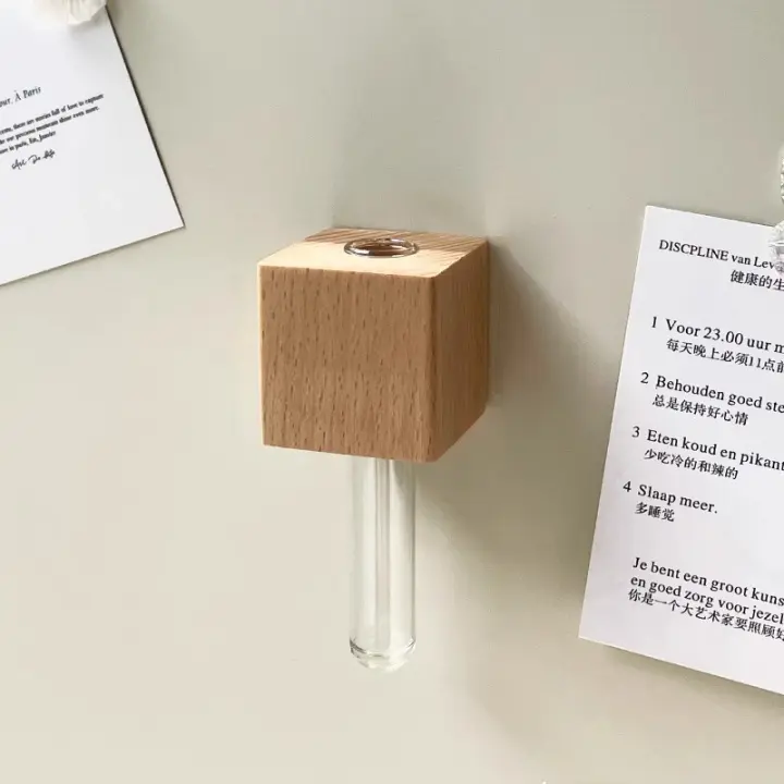 Vaso De Prueba De Madera Para Decoración De Cocina Y Nevera Magnetismo De Refrigerador Plantas De Propagación Y Estantería Decoración Moderna - 1