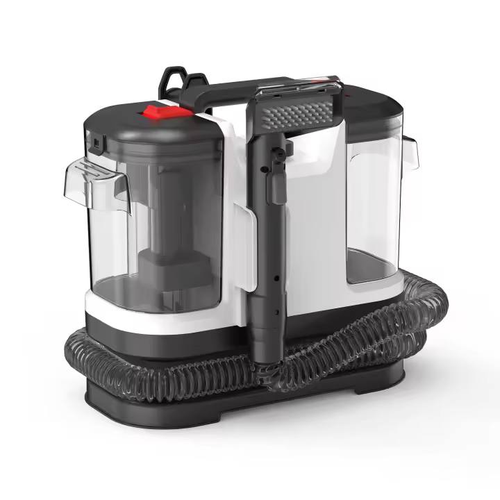Limpiatapicerías Jocca con agua, 500W, depósito doble (1800ml limpio / 1300ml sucio), manguera 1,5m, elimina manchas, ácaros y bacterias en sofás, colchones, alfombras, cortinas. Compacto, potente y fácil de usar. Radio de limpieza 5 m. - 1