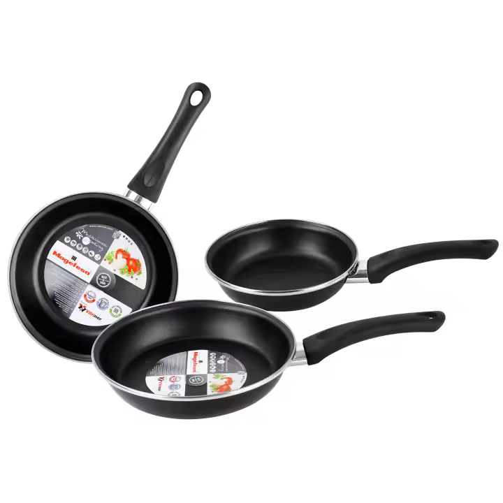 Magefesa Kenia Juego 3 Sartenes 18-20-24cm, Inducción, Antiadherente Bicapa libre de PFOA, Acero Vitrificado, , Negro - 1