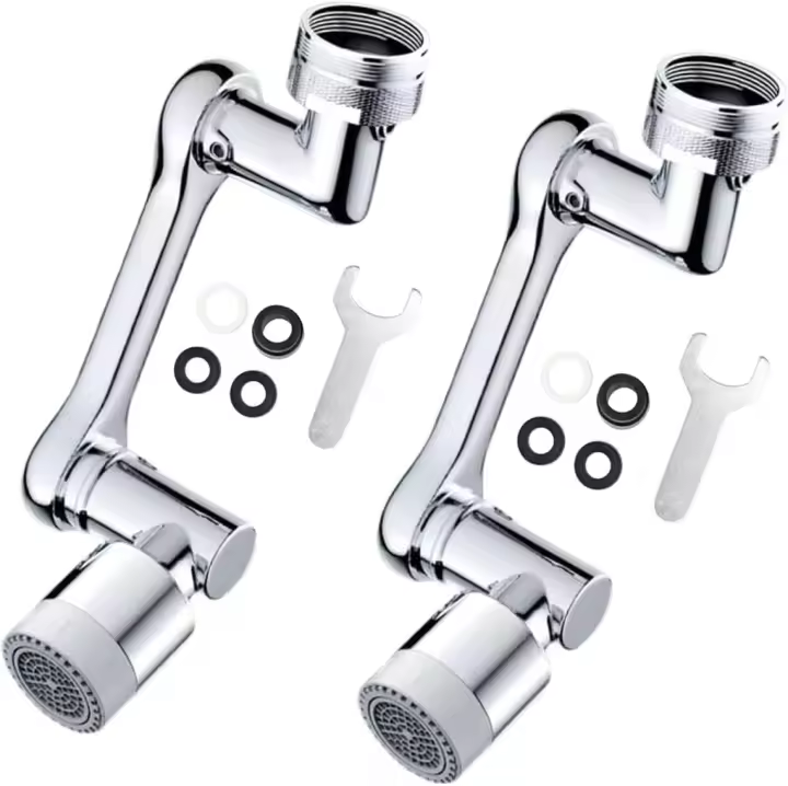 1080° de Rotación del Grifo de Extender, 2 piezas de Gran Ángulo de Rotación de la Salpicadura de Filtro Aireador de Grifo con 2 Salida de Agua Modos, Universal 1080° de Giro Extensión Aireador del Grifo, Grifo de la Extensor para Fregadero cuarto de Baño - 1