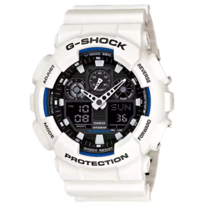 Reloj G-shock Blanco Resistencia Correa Resina Ga-100b-7aer - 1