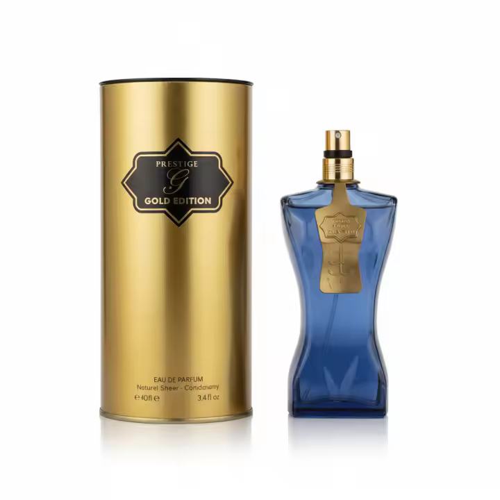 Perfume masculino Blue for Men Gold Edition Eau de Parfum, fragancia elegante y envolvente con carácter sofisticado, ideal para ocasiones especiales o uso nocturno. Presentado en frasco azul con estuche cilíndrico dorado. 🚚 Envíos a España 24/48 horas. - 1