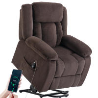 HOMCOM Sillón Relax Reclinable Eléctrico Levanta Personas, con Puerto USB, Sillón Elevador, con Control Remoto, Asiento Ancho, Reposapiés, Tapizado en Terciopelo, Bolsillos Laterales, Marrón - details 0